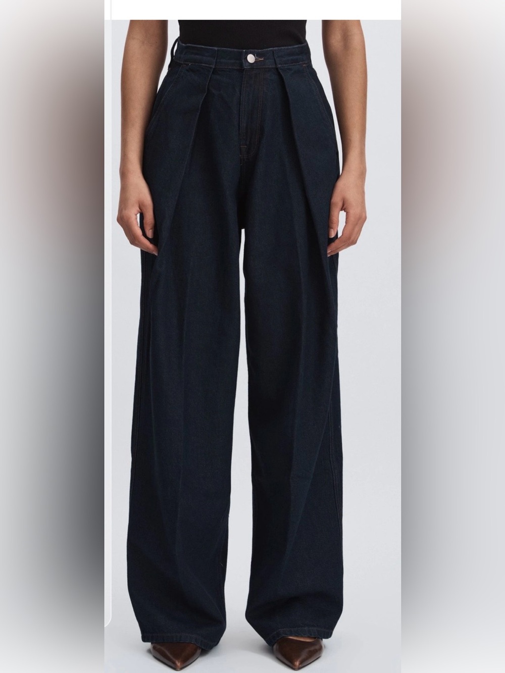 Good American Dark Indigo Wide Leg Flare Jeans